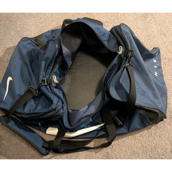 Vintage Y2K Nike Big Swoosh Logo Extra Large 32" Blue Duffle Bag - Picture 7 of 11